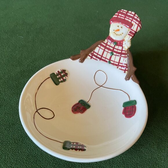 "Make the Season Bright" Snowman Candy / Soap dish - Picture 1 of 2